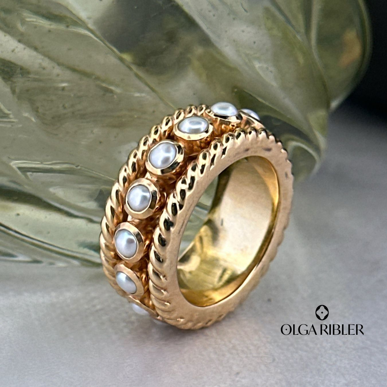 Olga Ribler Anelli: 9 mm breiter Moving Ring mit Perlen Grösse 52 – Nuovo (secondo la descrizione) da Luzern venduto da Schmuckoutlet