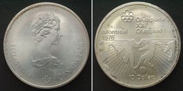 KANADA 10 Dollars 1976, OLYMPIA MONTREAL, Silber unz