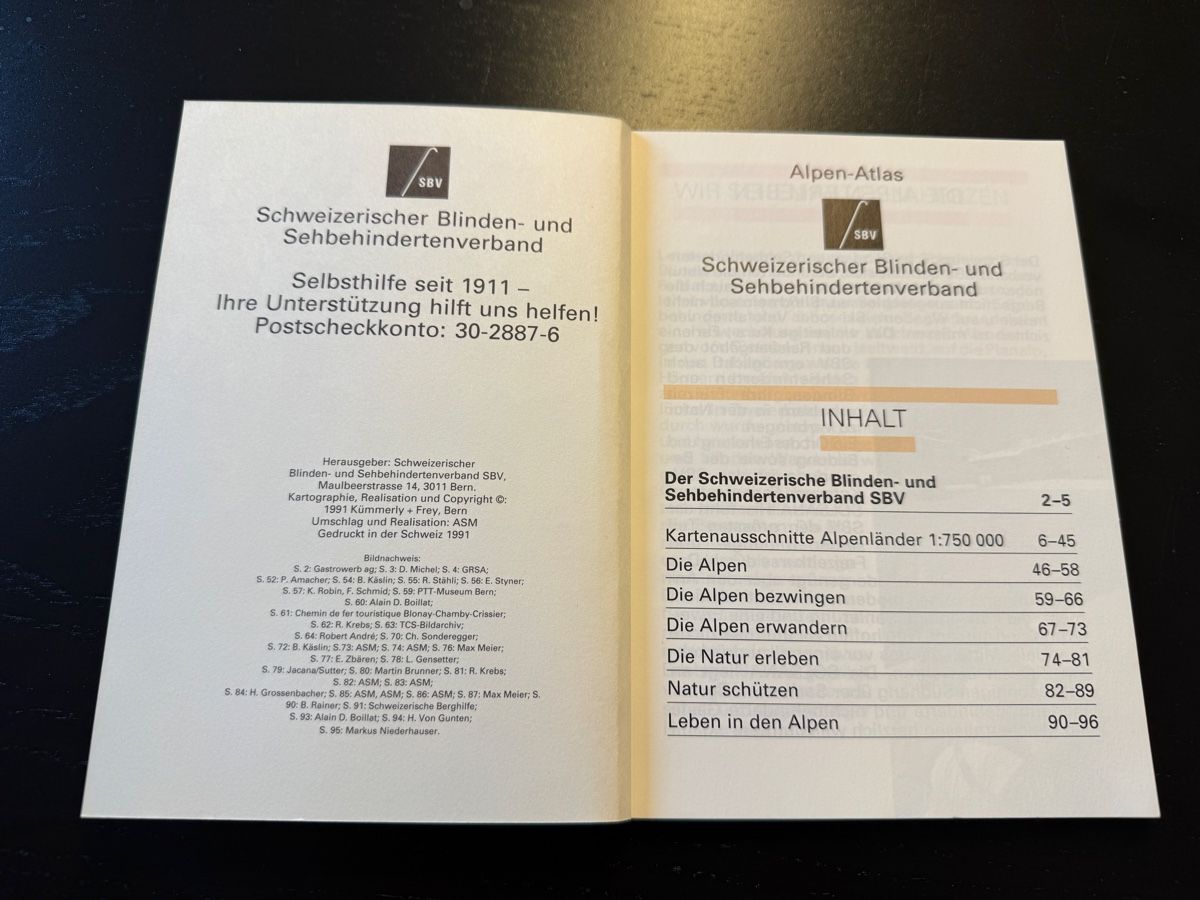 Bücher: Alpen Atlas Schweiz, Schweizerischer Blindenbund – Gebraucht aus Erstfeld von Mario_boe0 1