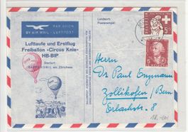 Luftaufe Und Erstflug Freiballon Circus Knie 1958