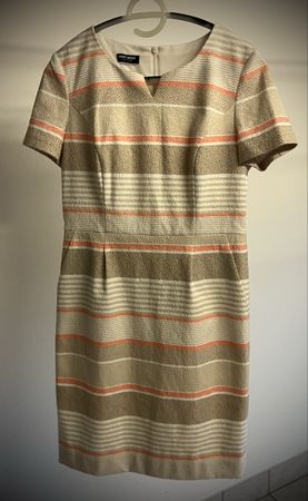 Gerry Weber Etuikleid – Grösse 38 – Beige / Lachs gestreift