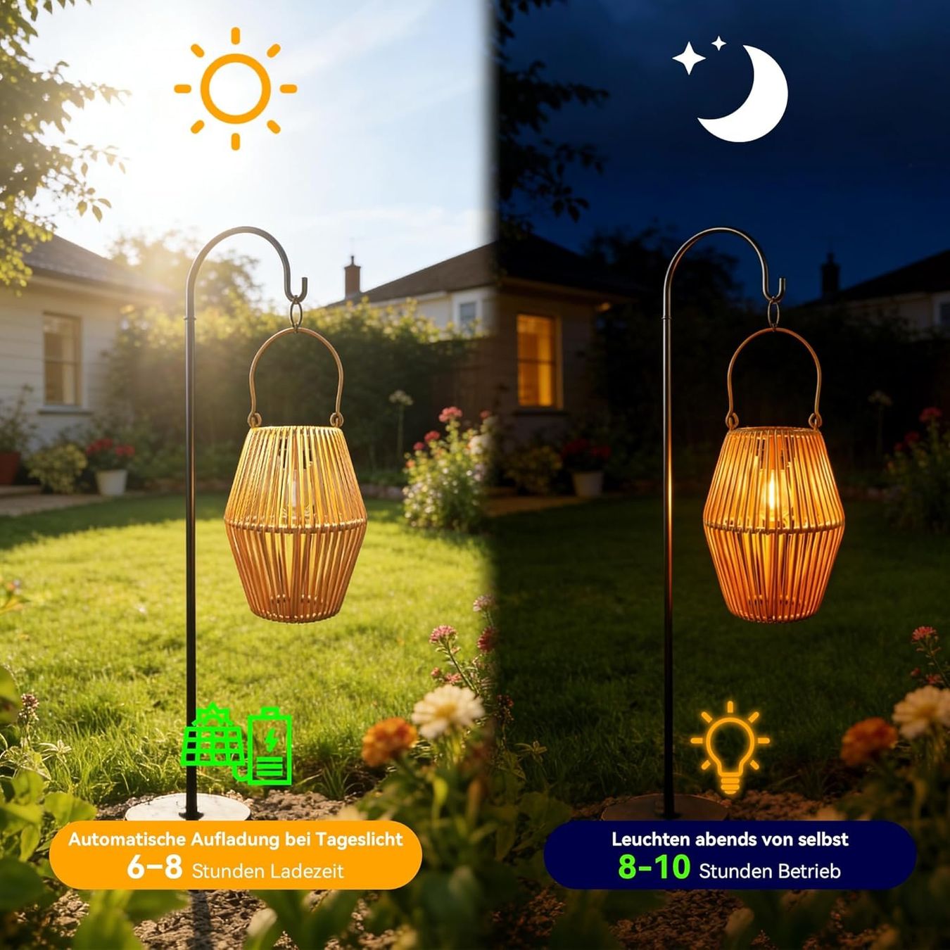 Lanterne: Solar Laterne 2er Set Rattan Boho wasserdicht – Nuovo e nell'imballaggio originale da Dietikon venduto da Abverkauf10 1
