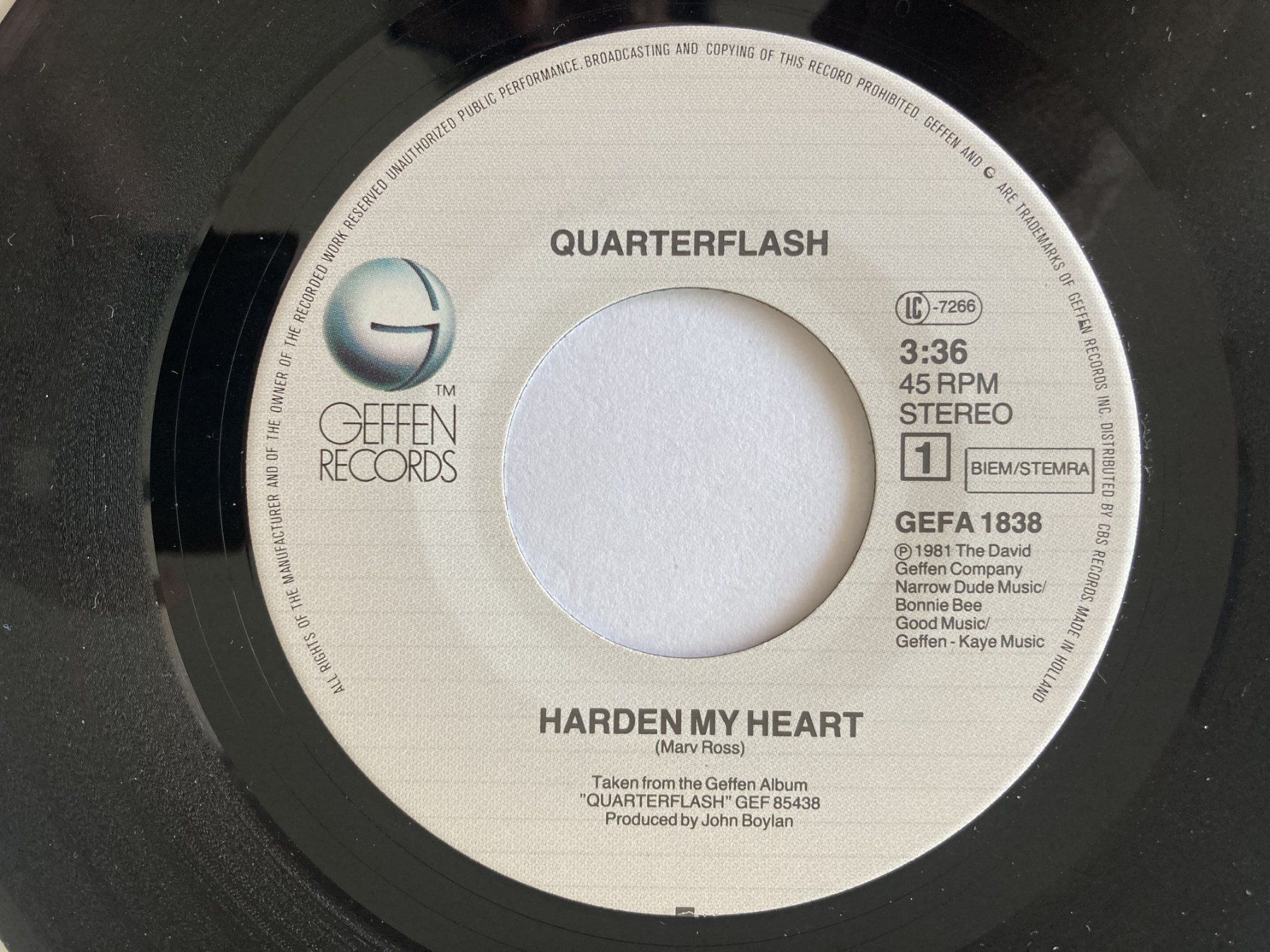 Dischi in vinile: QUARTERFLASH - HARDEN MY HEART – Usato da Bottens venduto da hotter-than-hell 2