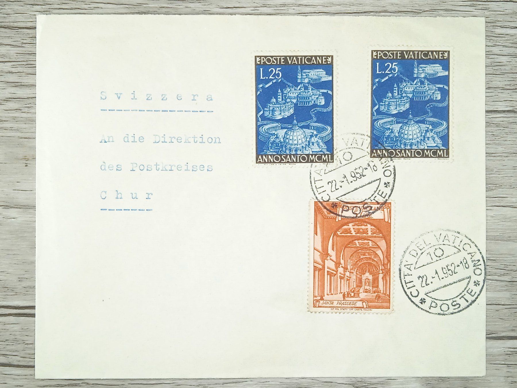 Tutti i francobolli: TR13 Enveloppe + Timbre Vatican 1952 – Usato da Cousset venduto da Patrick_Collections