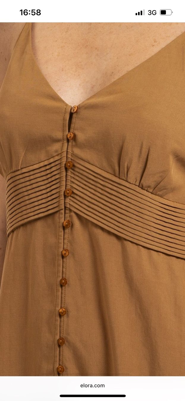 Vestiti: Elora Midikleid aus karamellfarbenem Leinen – Nuovo e nell'imballaggio originale da Neerach venduto da Lila0402 3