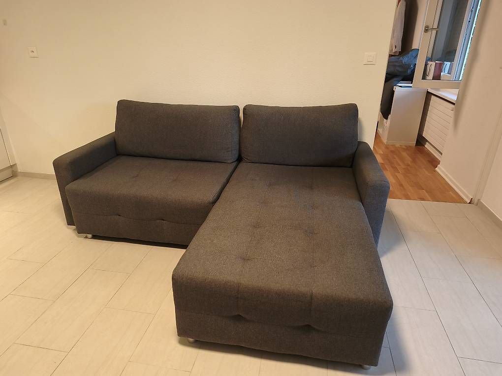 Ecksofa mit Recamiere, anthrazit 220 × 180 cm (D'occasion) à Olten pour ...
