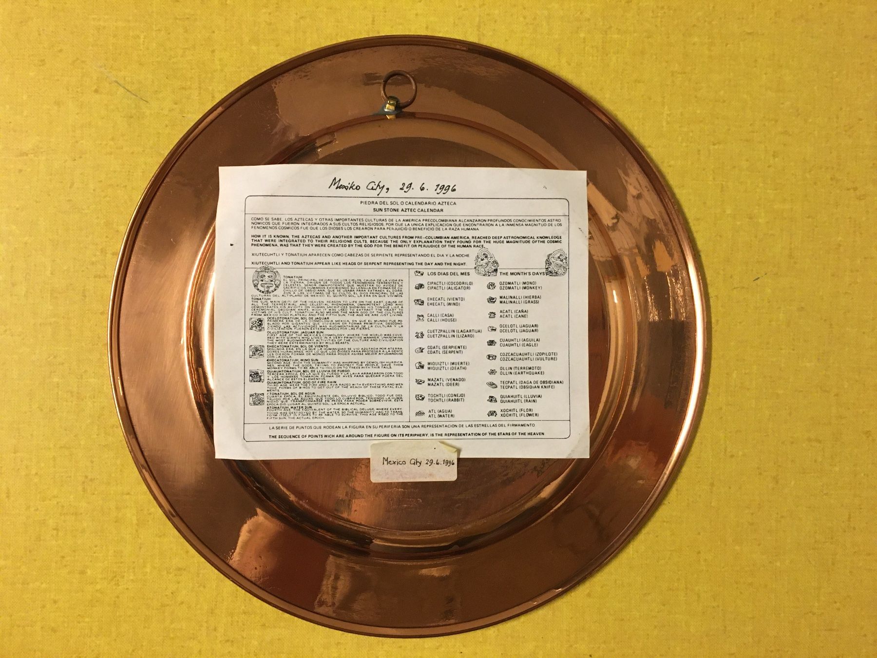Tutte le decorazioni: Mexikanischer Kupferteller, Wandteller, Aztekenkalender. – Usato da Lanzenhäusern venduto da vic63 7