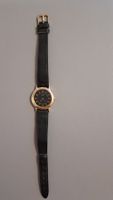 Montre SEIKO Quartz Dorée Fond Noir Bracelet Cuir Bon État