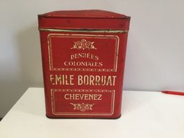 Boîte en fer Émile Borruat Chevenez rouge occasion