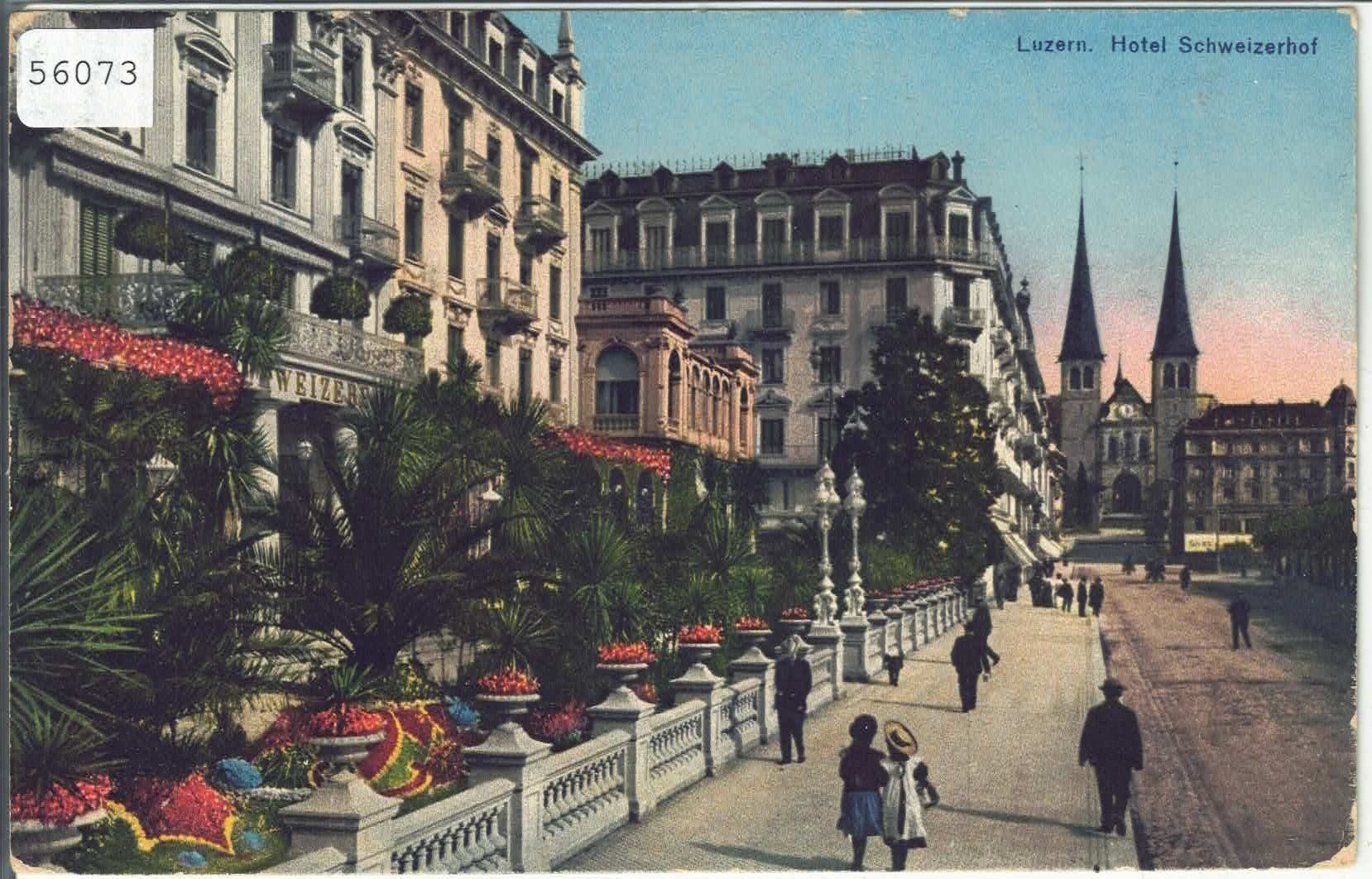 Ansichtskarten: Luzern - Hotel Schweizerhof - animee - Litho – Gebraucht aus Ettingen von Kartenplanet