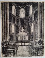Jacques Jacobi: Église Saint-Nectaire, Tuschezeichnung 1944