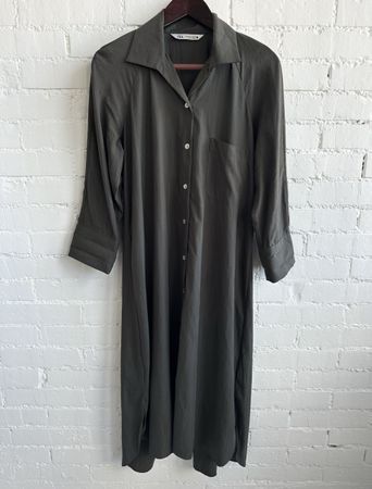 ZARA Hemdblusenkleid / Khaki, Gr. S