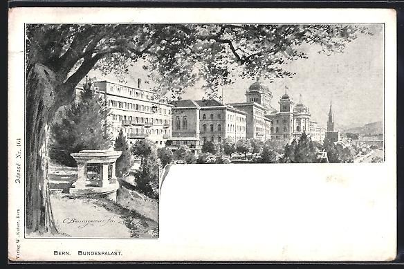 Cartoline postali: Künstler-AK Bern, Bundespalast, 1898 – Usato da Berlin venduto da bartko-reher