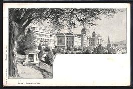 Künstler-AK Bern, Bundespalast, 1898
