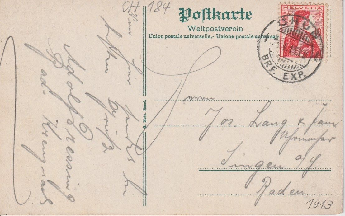 Ansichtskarten: CH 184 St. Moritz, Wintersport "Curling", 1913 – Gebraucht aus Freienbach von Bhaltis 1