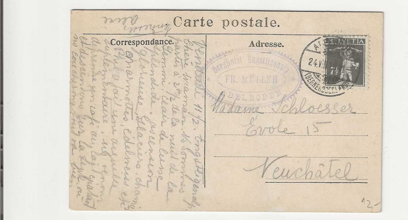 Cartoline postali: Adelboden, 1916 – Usato da Spiez venduto da Niesen20 1