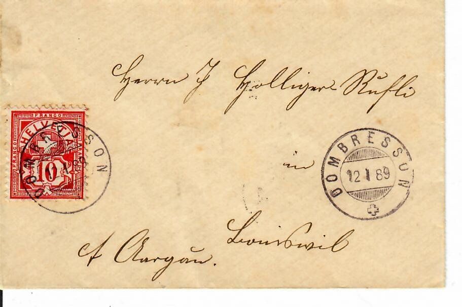 Alle Briefmarken: Kleinrief, Dombresson 1889 – Gebraucht aus Hochdorf von Ziegel-16