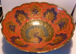 -SEHR SCHÖNE-CLOISONNÉ SCHÜSSEL;-1.)-SEHR ANTIKE-15 CM -RUND