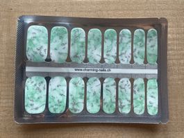 Nagelfolie Marmoriert grün mit Glitzer