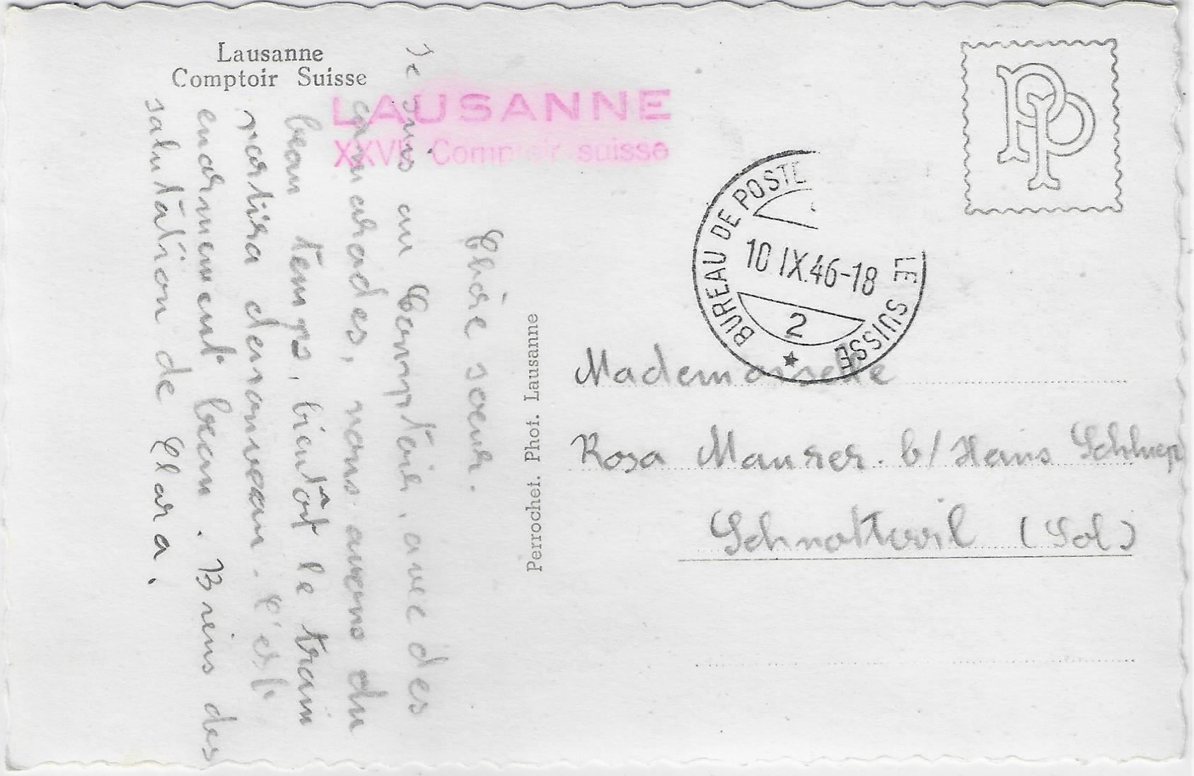 Cartoline postali: Lausanne - Comptoir Suisse – Antico da Ettingen venduto da Kartenplanet 1