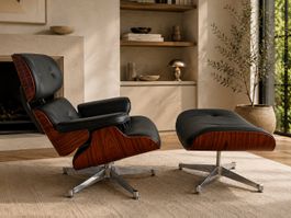 Eames Lounge Chair + Ottoman, Palisander/Leder schwarz