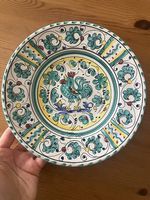 Deruta Keramik-Wandteller mit Hahn – handbemalt, Italien