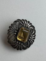 Broche ancienne en filigrane argent 800 et citrine