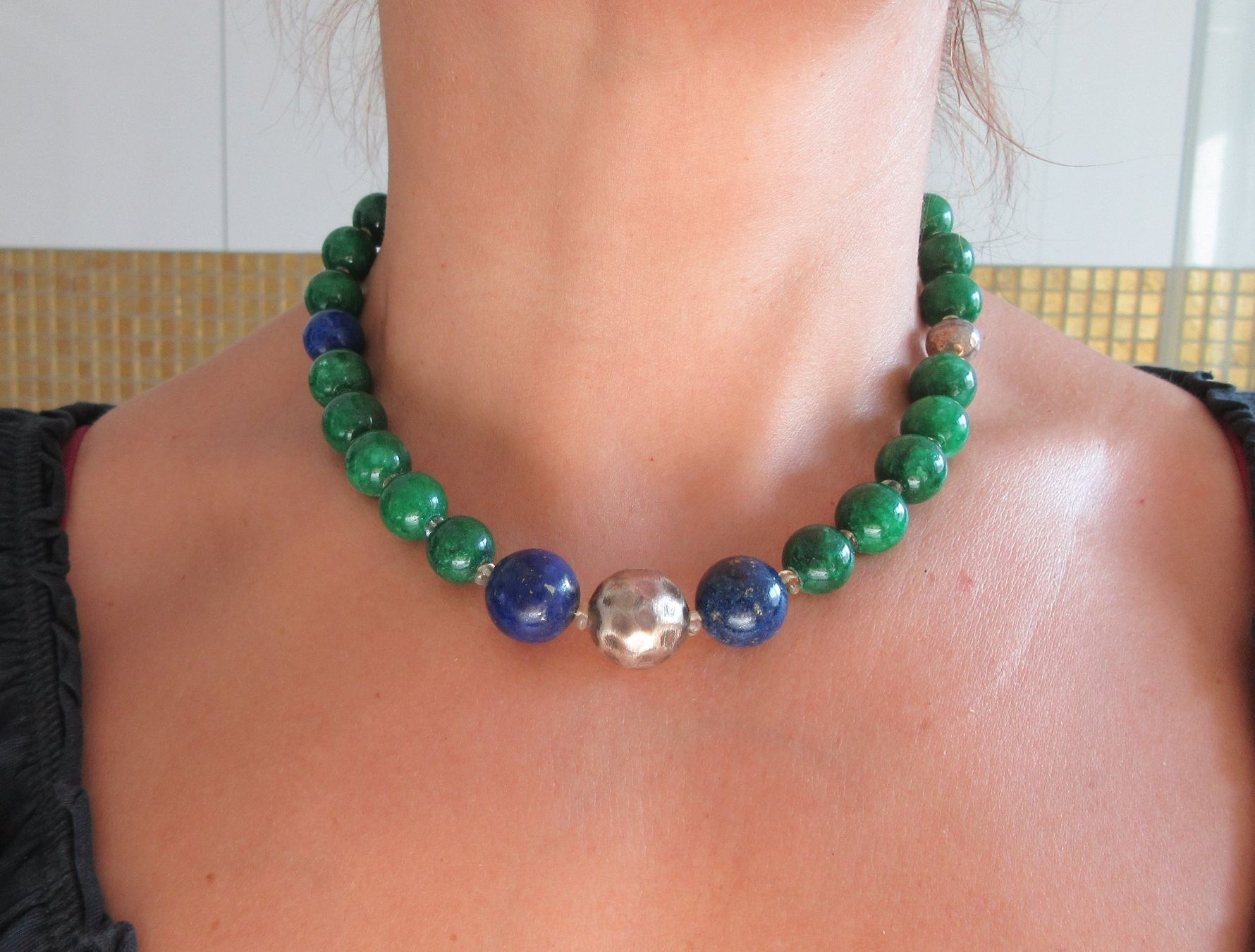 Ketten: Grosse Collier mit Jade, Lapislazuli und 925 Silber – Neu (gemäss Beschreibung) aus Grenchen von Elenka 7