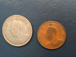 2 Münzen Gambia 5 Bututs 25 Bututs 1971