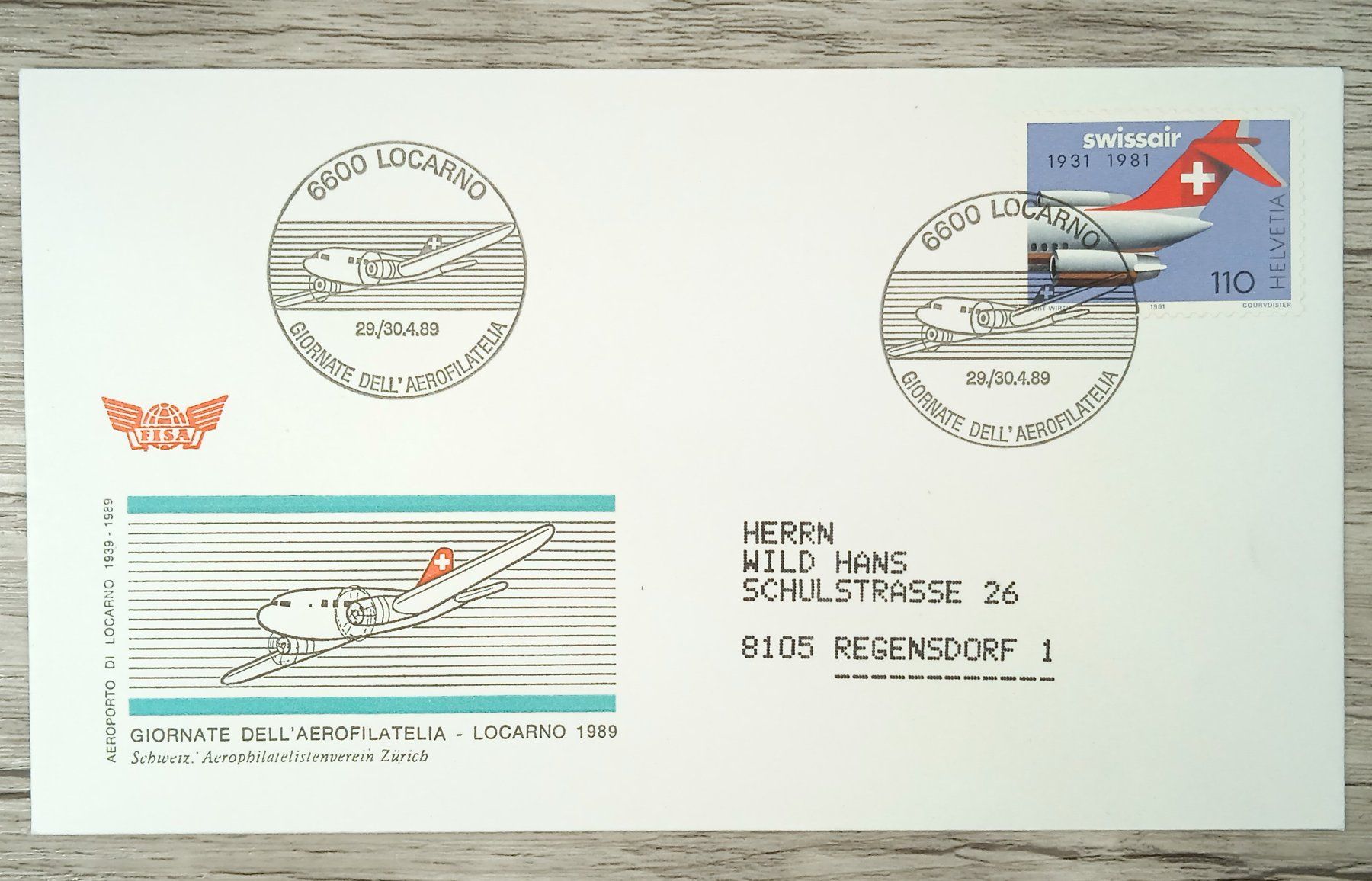 Tutti i francobolli: TR10 Enveloppe + Timbre Suisse 1989 – Usato da Cousset venduto da Patrick_Collections