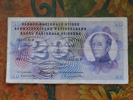 SUISSE  20  Francs  1972  (1156)  Billet