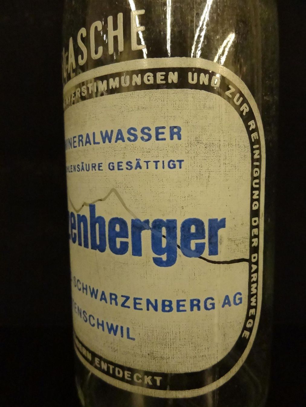 Bicchieri, Caraffe & Bottiglie: alte Flasche SCHWARZENBERGER 1974 – Usato da Kerzers venduto da Flaschenposten 3