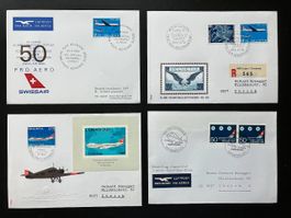 4 verschiedene Flugpostbelege Schweiz 1969-81