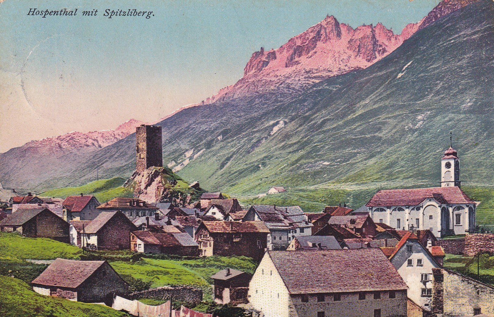 Cartoline postali: Hospenthal mit Spitzliberg 1912 – Usato da Cormoret venduto da Pascalll2001