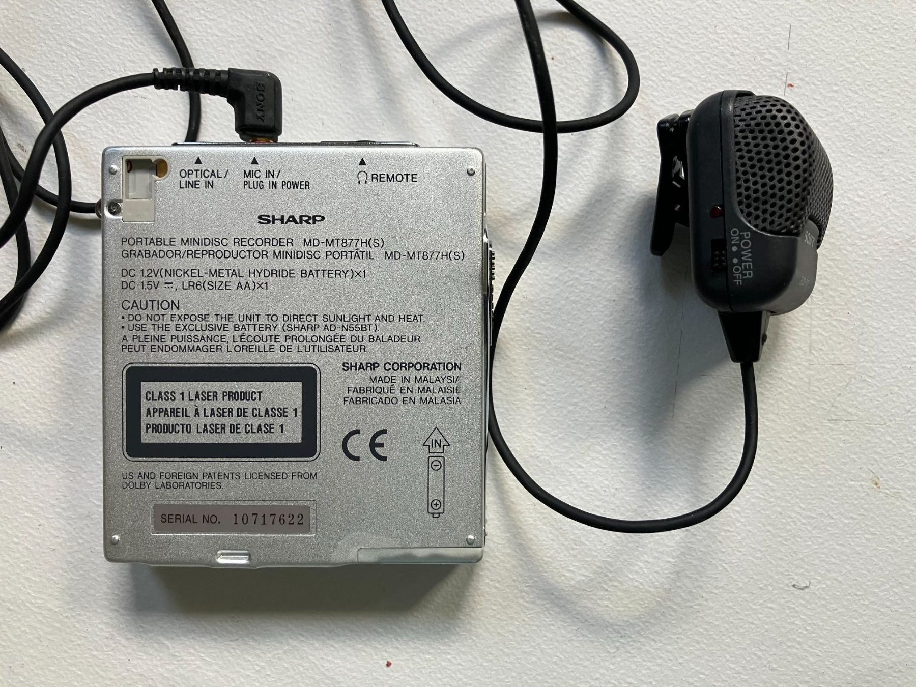 Minidisc: Minidisc Portable Recorder Sharp MT877 komplett mit Sony Mic – Usato da Aarau venduto da rol_mz8k 1