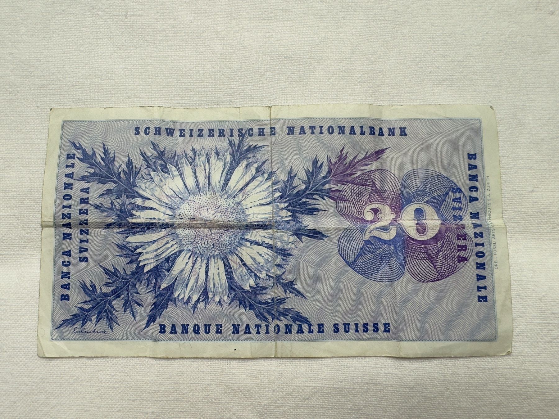 Banconote: Alte 20 Franken Note, Serie 88 E (1973) – Usato da Spiez venduto da Primrose2013 1