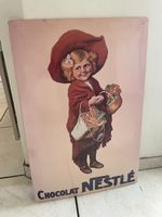 Plaque Publicitaire vintage Chocolat Nestlé Fer Blanc
