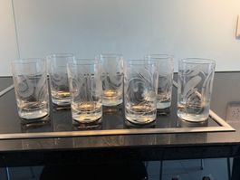 7 Trinkgläser farblos geschnitten/matt Rosenthal Wiinblad