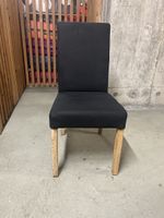 4 Esszimmerstuhl Stoffbezug Schwarz Holzbeine 