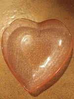 Herz-Glasplatte rosa-glitzer, Dekoration