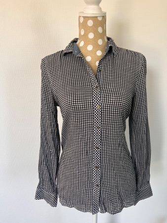 HILFIGER DENIM Karo-Bluse schwarz-weiss Vichy | Damen Gr. S