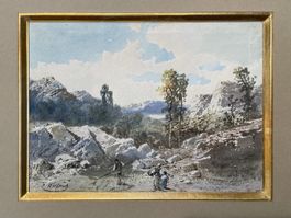 Ch. Wissant aquarelle signée paysage aux rochers