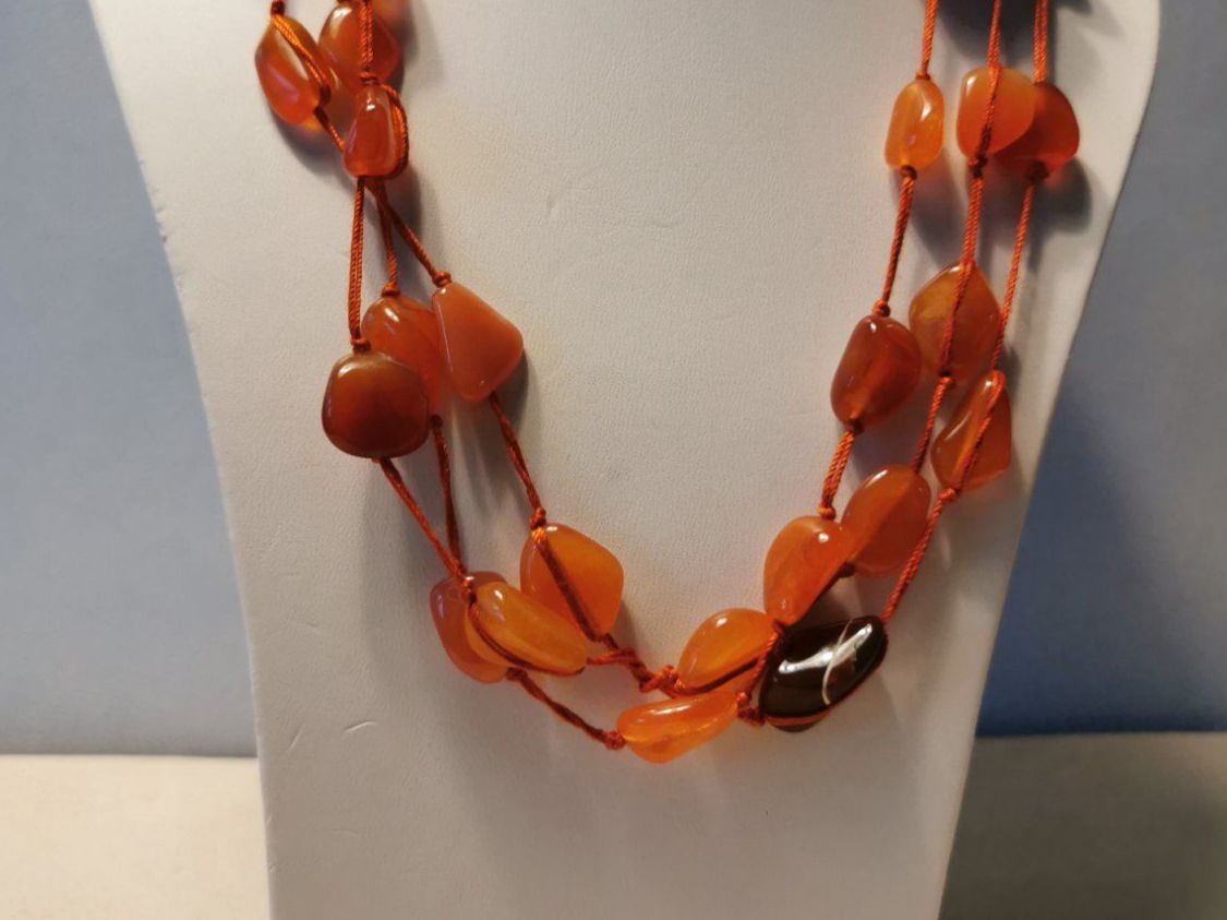 Catenine: NEU - handgefertigte 3-rang Karneol Kette, 50cm – Nuovo e nell'imballaggio originale da Dierikon venduto da Buntspecht-10 4