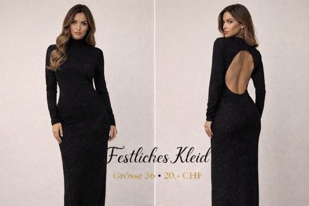 Schickes, schwarzes Kleid mit offenem Rücken, Grösse 36🤩