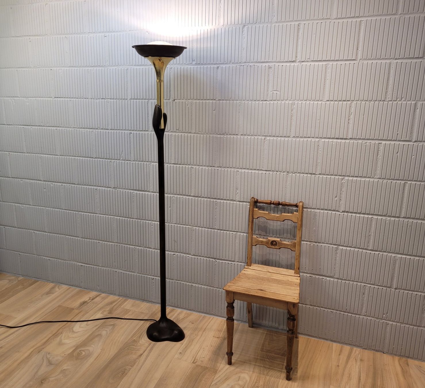 Lampade: Bronze Messing Fackelträger Olympia Stehleuchte Deckenfluter – Usato da Nottwil venduto da Wondewa-Shop
