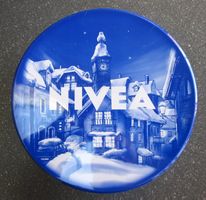 XXL Blechdose NIVEA Wintermotiv " Geschenkset" leer, D=23 cm