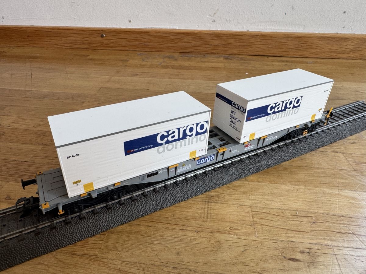 Märklin Modellini di ferrovie: Märklin 47096 H0 SBB Containertragwagen-Set – Usato da Zürich venduto da Maxim0357 9