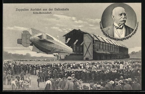 Cartoline postali: Köln-Bickendorf, Zeppelins Ausfahrt aus – Usato da Berlin venduto da bartko-reher