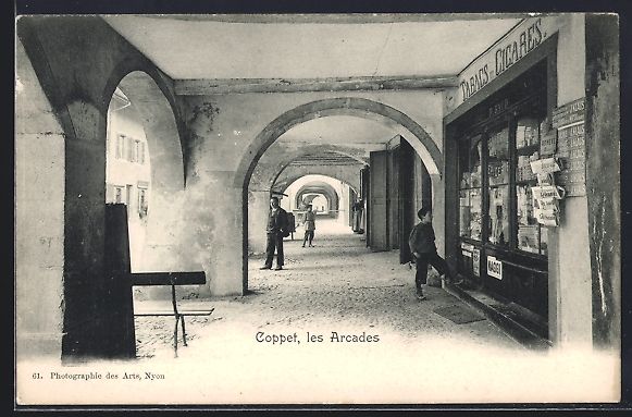Ansichtskarten: Coppet, Les Arcades, Tabacs et Cigares – Gebraucht aus Berlin von bartko-reher