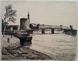 Jacques Jacobi: AIGUES-MORTES / FR, Tuschezeichnung 1944
